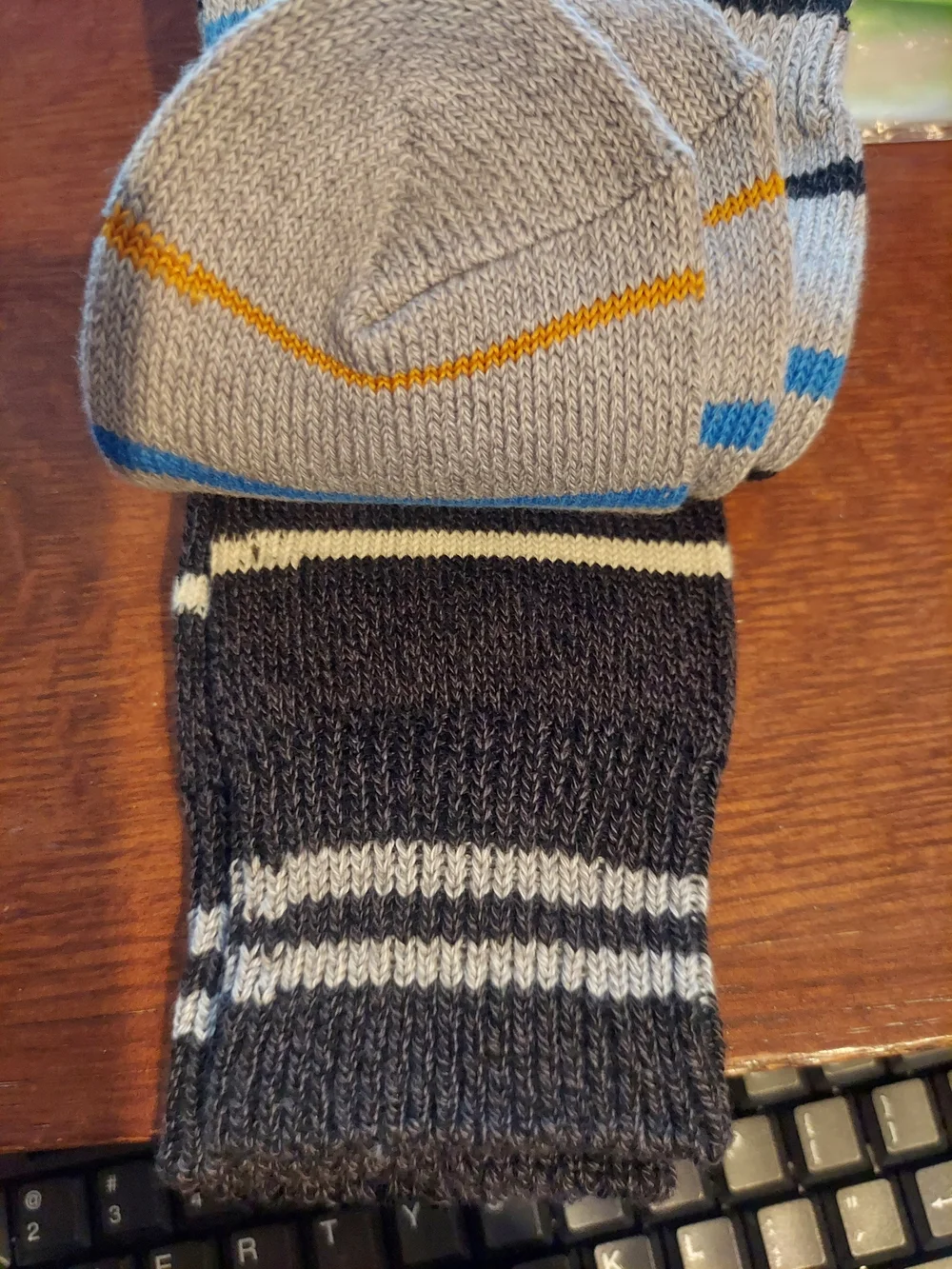 Gold Toe Gray, Black & Blue Striped Men’s Dress Socks - Native Nomad